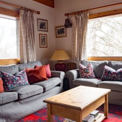 The comfortable living area in Chalet Blanche Neige in Meribel Centre
