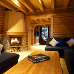 The Living room with a fireplace in Chalet Christine La Tania