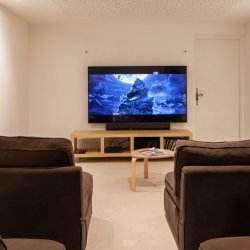 The cinema room in Chalet Virage Meribel