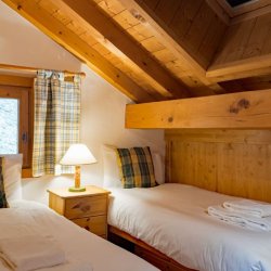 One of the twin bedrooms in Chalet Blanche Neige in Meribel Centre