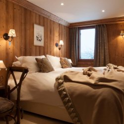 One of the bedrooms in Chalet Lapin Blanc Meribel