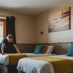 One of the bedrooms in Hotel Les Grangettes in Meribel