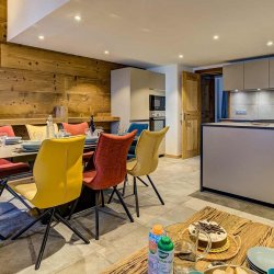 The Kitchen and Dining area in Chalet Germaine Meribel Mottaret