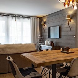 The Dining area and Living room in Apartment La Suite in Meribel