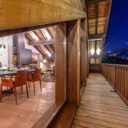 The beautiful dining area and large terrace in Chalet Serendipity Meribel Village