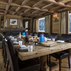 The spacious dining area in Chalet Lapin Blanc Meribel