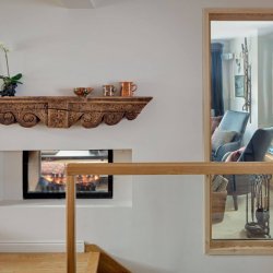 The feature fireplace in Chalet Le Yeti, Meribel