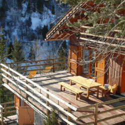 Sunny terrace at Chalet La Fugue in Meribel