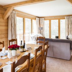The living & dining room in Chalet Les Sauges in Meribel Les Allues