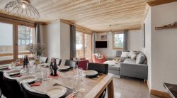 The Dining and Living area in Catered Chalet Sabot Val in Thorens