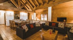 Living and Dining area in Chalet Meru Meribel