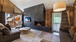 The Living room with fireplace in Apartment Aspen Park 61 Meribel