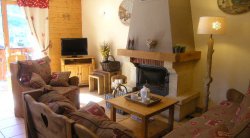 Living area with fireplace in Chalet Morel in Meribel